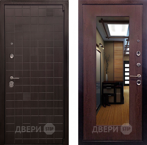 Входная металлическая Дверь Ратибор Силуэт зеркало 3К Венге капучино в Зеленоград