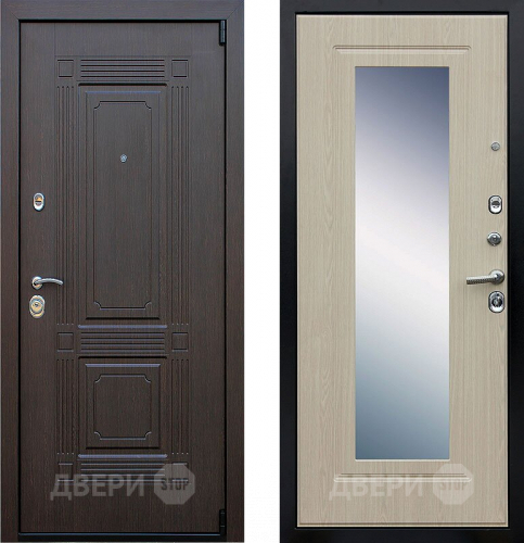 Входная металлическая Дверь АСД Викинг с зеркалом Белёный  дуб в Зеленоград
