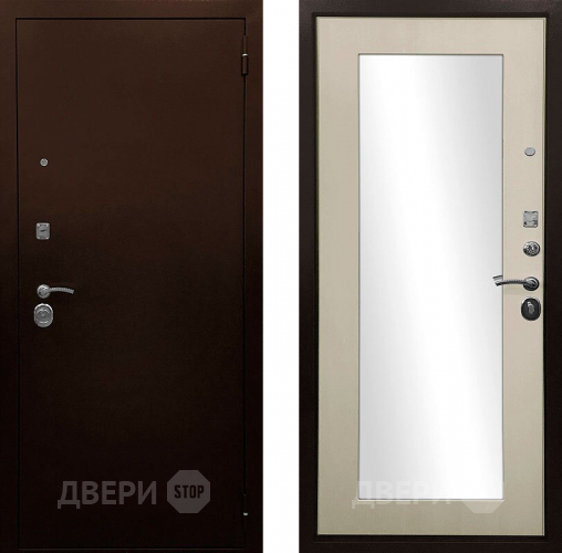 Входная металлическая Дверь Ратибор Оптима 3К зеркало Лиственница беж в Зеленоград