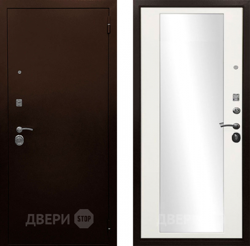 Входная металлическая Дверь Ратибор Рим 3К зеркало Белый матовый в Зеленоград