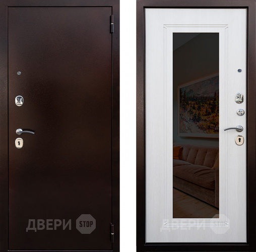 Входная металлическая Дверь Снедо Патриот зеркало Белая Лиственница в Зеленоград