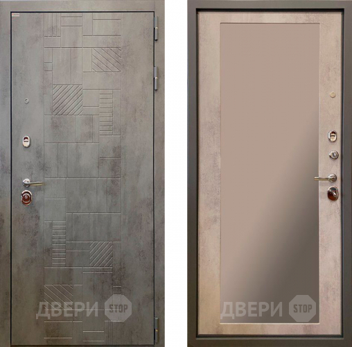 Входная металлическая Дверь Ратибор Тетрис 3К с зеркалом Бетон светлый в Зеленоград