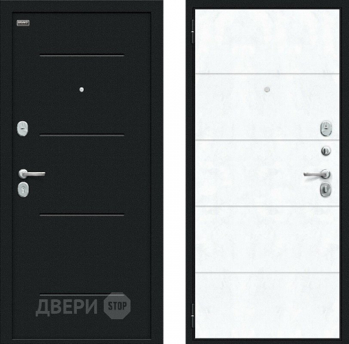 Входная металлическая Дверь внутреннего открывания Bravo Граффити-1 Инсайд Букле черное/Snow Art в Зеленоград