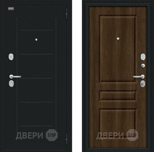 Входная металлическая Дверь Bravo Пик Букле черное/Dark Barnwood в Зеленоград