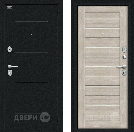 Входная металлическая Дверь Bravo Техно Kale Букле черное/Cappuccino Veralinga в Зеленоград
