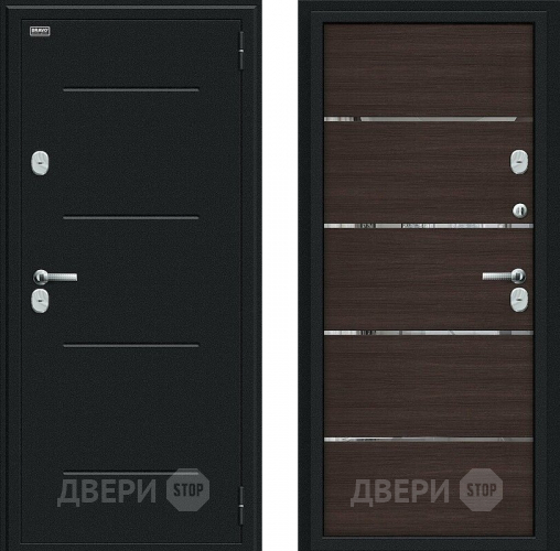 Дверь Bravo Thermo Лайн Букле черное/Wenge Veralinga в Зеленоград
