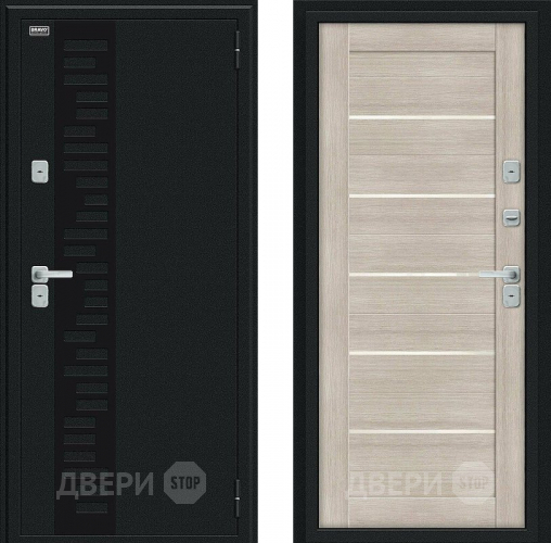 Входная металлическая Дверь Bravo Thermo Техно Декор Букле черное/Cappuccino Veralinga в Зеленоград