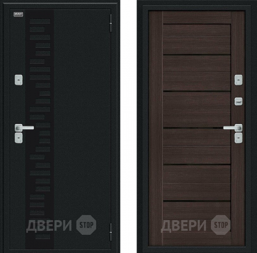 Входная металлическая Дверь Bravo Thermo Техно Декор Букле черное/Wenge Veralinga в Зеленоград