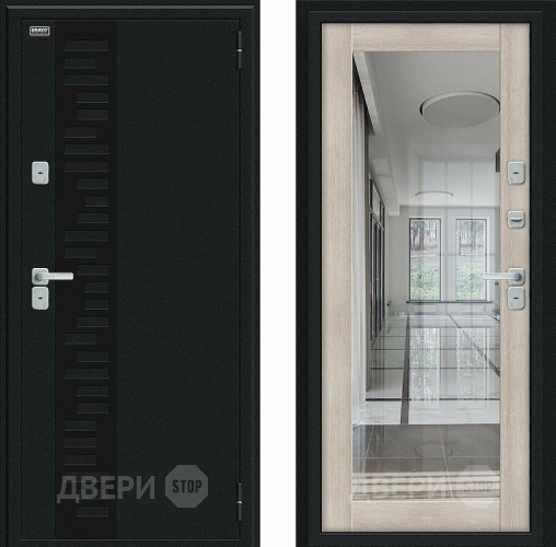 Дверь Bravo Thermo Флэш Декор Букле черное/Cappuccino Veralinga в Зеленоград