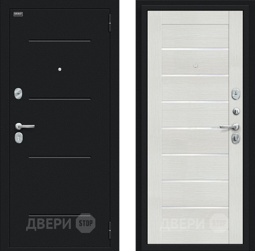 Дверь Bravo Техно Букле черное/Bianco Veralinga в Зеленоград