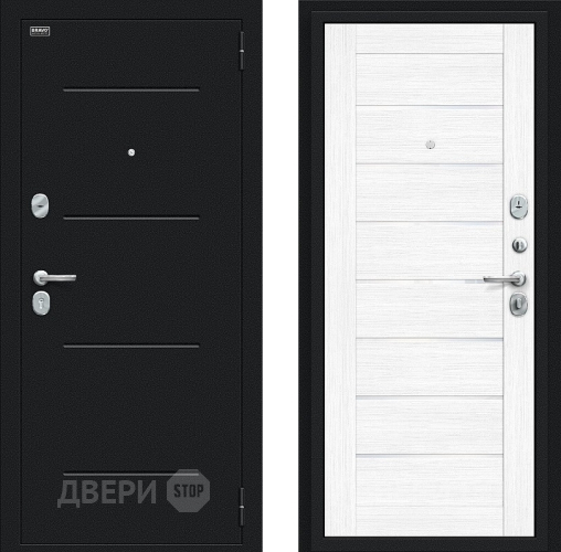 Входная металлическая Дверь Bravo Техно Букле черное/Snow Melinga в Зеленоград