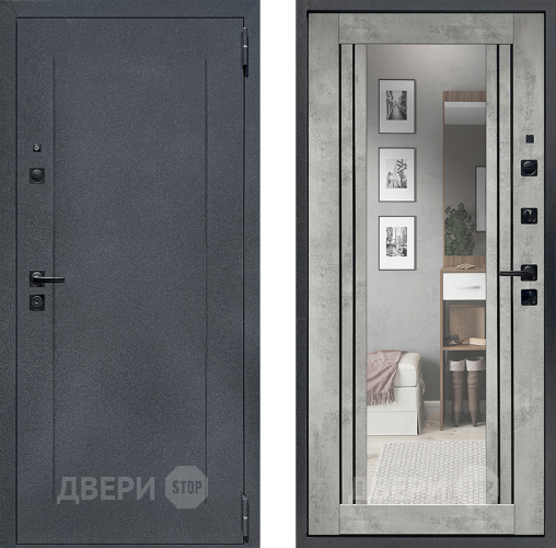 Дверь Престиж Лофт с зеркалом Бетон светлый в Зеленоград