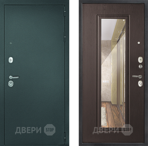Входная металлическая Дверь Дверной Континент Рубикон Серебро Зеркало Венге в Зеленоград
