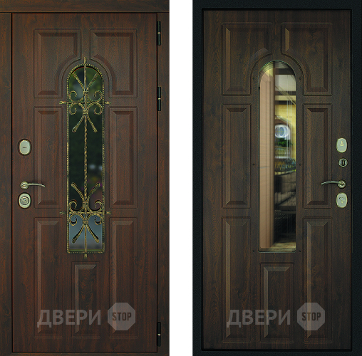 Входная металлическая Дверь Дверной Континент Лион Темный орех в Зеленоград