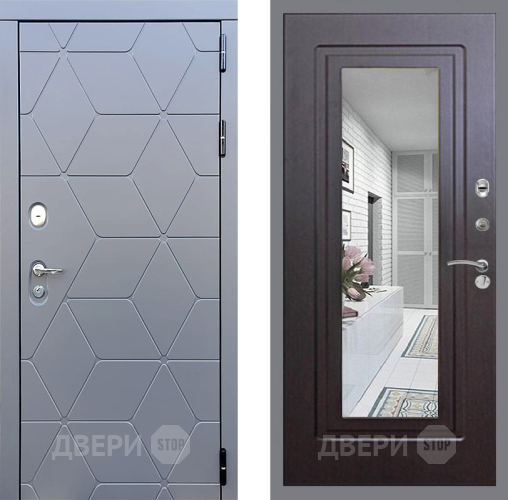 Входная металлическая Дверь Стоп КОСМО Зеркало ФЛ-120 Венге в Зеленоград