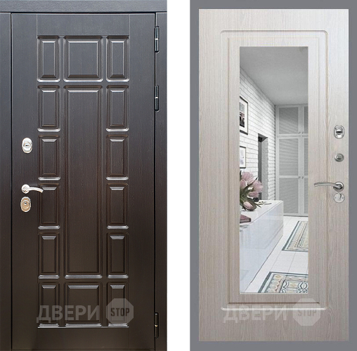 Дверь Стоп НЬЮ ЙОРК Зеркало ФЛ-120 Беленый дуб в Зеленоград