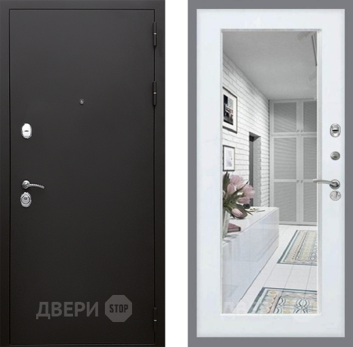 Дверь Стоп КЛАССИК Шагрень Зеркало Белый ясень в Зеленоград