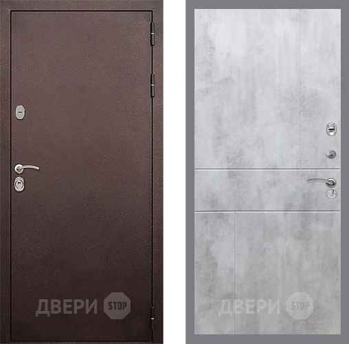 Входная металлическая Дверь Стоп КЛАССИК Медь ФЛ-290 Бетон светлый в Зеленоград