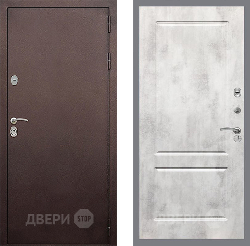 Входная металлическая Дверь Стоп КЛАССИК Медь ФЛ-117 Бетон светлый в Зеленоград