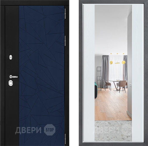 Входная металлическая Дверь Дверной континент ДК-9 ФЛЗ-1 Зеркало Белое дерево в Зеленоград