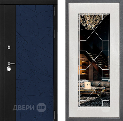 Входная металлическая Дверь Дверной континент ДК-9 ФЛ-Тиффани Зеркало Белое дерево в Зеленоград