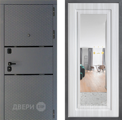 Входная металлическая Дверь Дверной континент Диамант Дизайн ФЛЗ Зеркало Сандал белый в Зеленоград