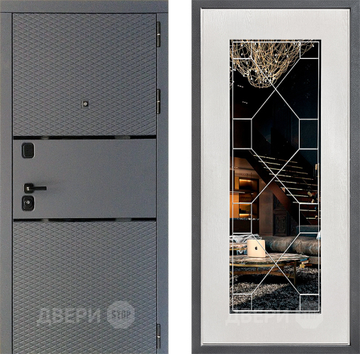 Входная металлическая Дверь Дверной континент Диамант Дизайн ФЛ-Тиффани Зеркало Белое дерево в Зеленоград