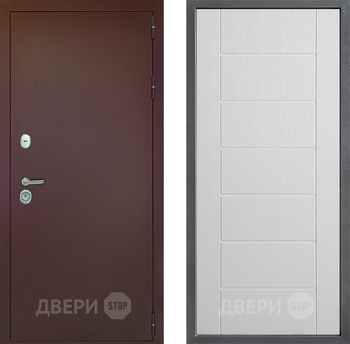 Входная металлическая Дверь Дверной континент Рубикон Медь Дизайн ФЛ-Лайн Белое дерево в Зеленоград