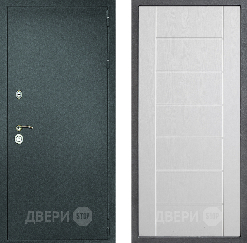 Дверь Дверной континент Рубикон Серебро Дизайн ФЛ-Лайн Белое дерево в Зеленоград