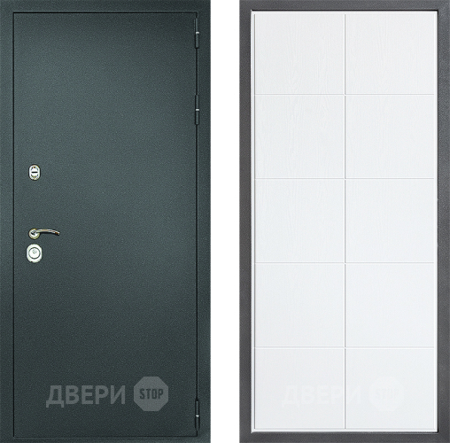 Входная металлическая Дверь Дверной континент Рубикон Серебро Дизайн ФЛ-Кватро Белое дерево в Зеленоград