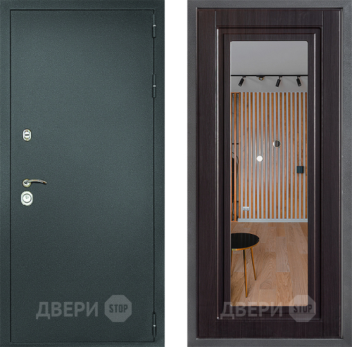 Входная металлическая Дверь Дверной континент Рубикон Серебро Дизайн ФЛЗ Зеркало Венге в Зеленоград