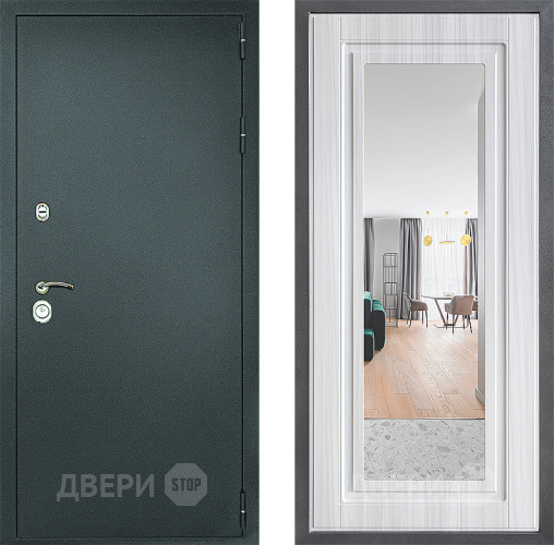 Дверь Дверной континент Рубикон Серебро Дизайн ФЛЗ Зеркало Сандал белый в Зеленоград