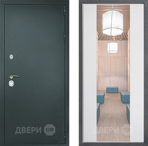 Дверь Дверной континент Рубикон Серебро Дизайн ФЛЗ-1 Зеркало Белый софт в Зеленоград