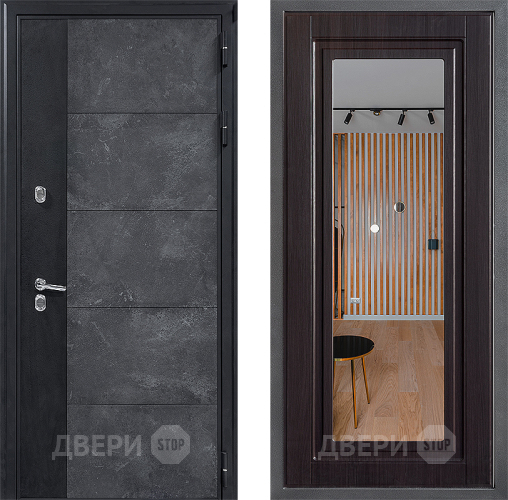Входная металлическая Дверь Дверной континент ДК-15 Бетон ТЕРМО ФЛЗ Зеркало Венге в Зеленоград