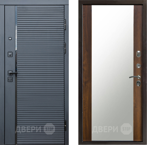 Входная металлическая Дверь Престиж Черная Линия Зеркало Дуб в Зеленоград