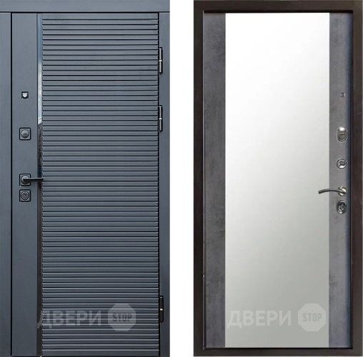 Входная металлическая Дверь Престиж Черная Линия Зеркало Бетон темный в Зеленоград