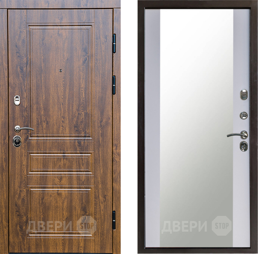 Входная металлическая Дверь Престиж Классика Дуб Зеркало Белый софт в Зеленоград