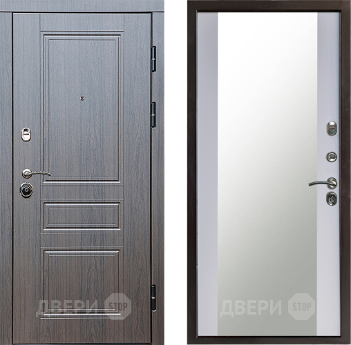 Входная металлическая Дверь Престиж Классика Венге Зеркало Белый софт в Зеленоград