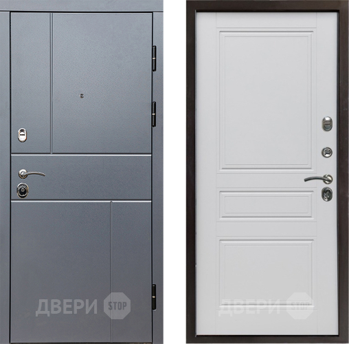 Входная металлическая Дверь Престиж Горизонт Грэй Классика Белый матовый в Зеленоград
