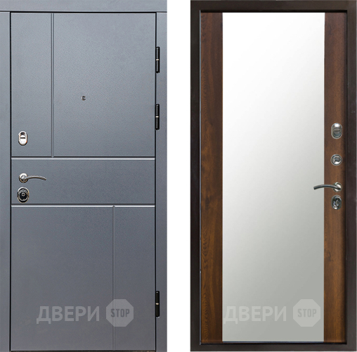 Входная металлическая Дверь Престиж Горизонт Грэй Зеркало Дуб в Зеленоград