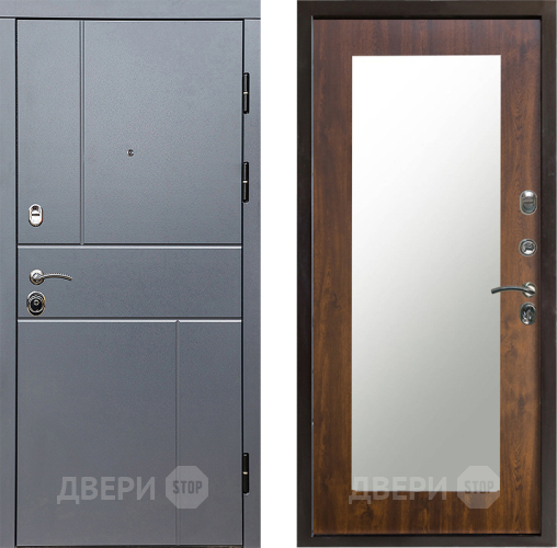 Входная металлическая Дверь Престиж Горизонт Грэй Зеркло Пастораль Дуб в Зеленоград