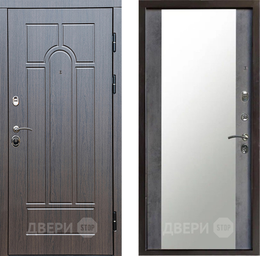 Входная металлическая Дверь Престиж Арка Зеркало Бетон темный в Зеленоград