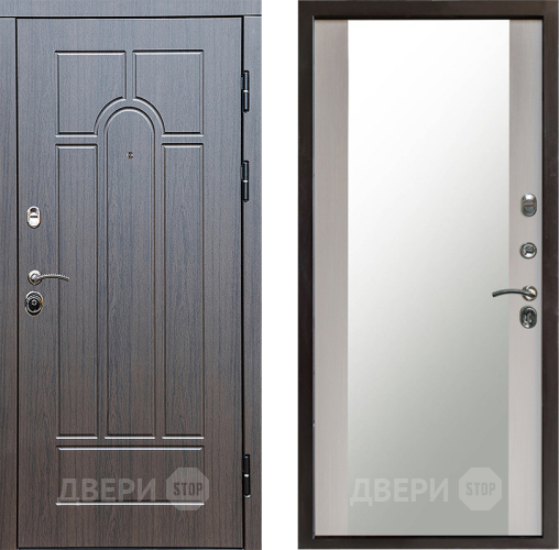 Входная металлическая Дверь Престиж Арка Зеркало Лиственница белая в Зеленоград