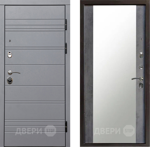 Входная металлическая Дверь Престиж Линия Грэй Зеркало Бетон темный в Зеленоград