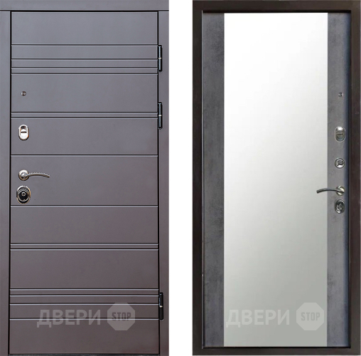 Дверь Престиж Линия Браун Зеркало Бетон темный в Зеленоград
