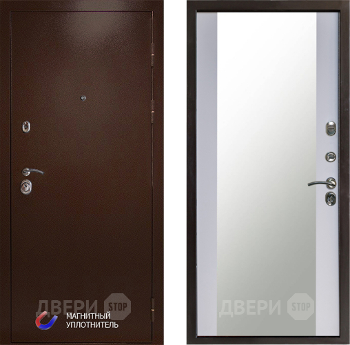 Дверь Престиж Медь Зеркало Белый софт в Зеленоград