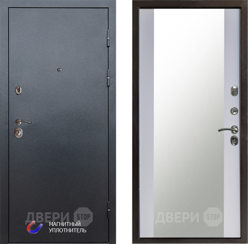 Дверь Престиж Графит Зеркало Белый софт в Зеленоград