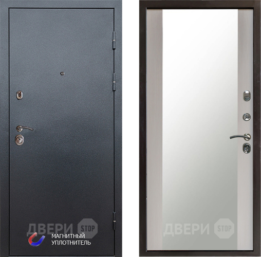 Входная металлическая Дверь Престиж Графит Зеркало Лиственница белая в Зеленоград