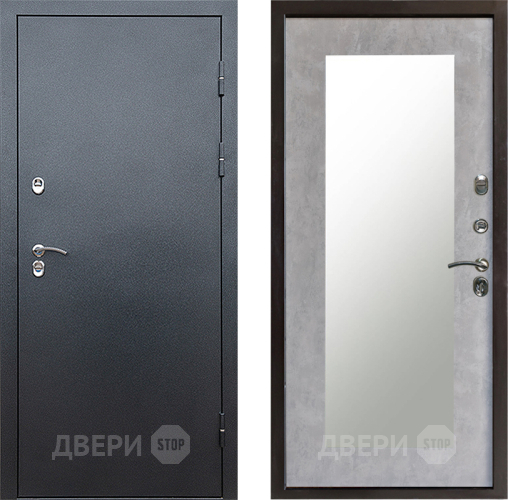 Входная металлическая Дверь Престиж TERMO с терморазрывом Снегирь Серебро Зеркало пастораль Бетон светлый в Зеленоград