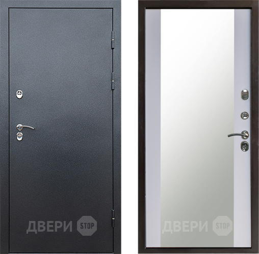 Дверь Престиж TERMO с терморазрывом Снегирь Серебро Зеркало Белый софт в Зеленоград
